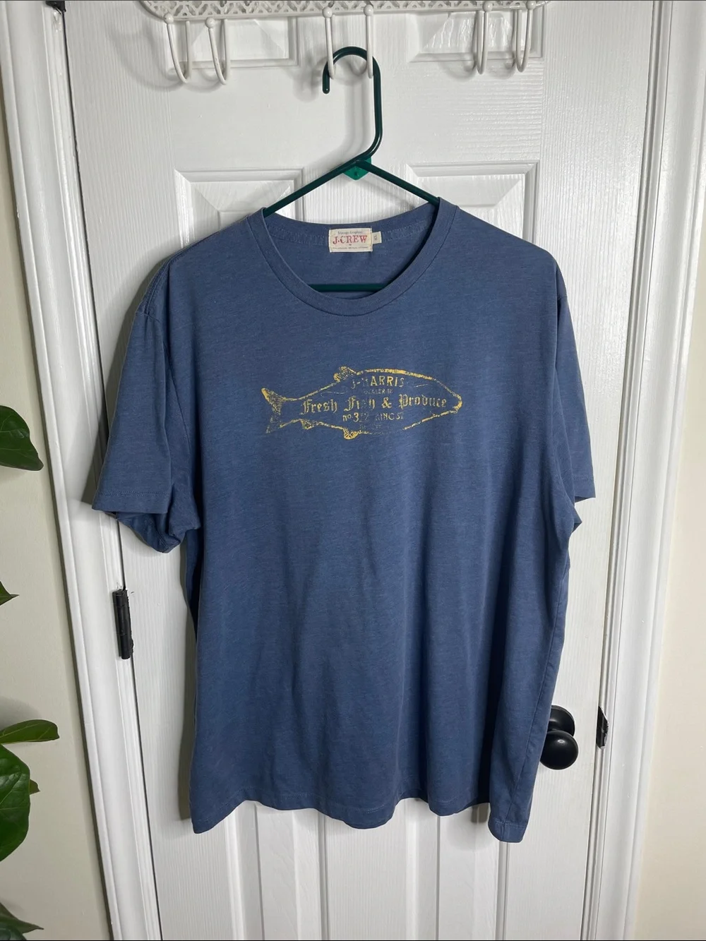 J. Crew Blue Tee with Yellow Fish Graphic. Very nice and comfortable tee